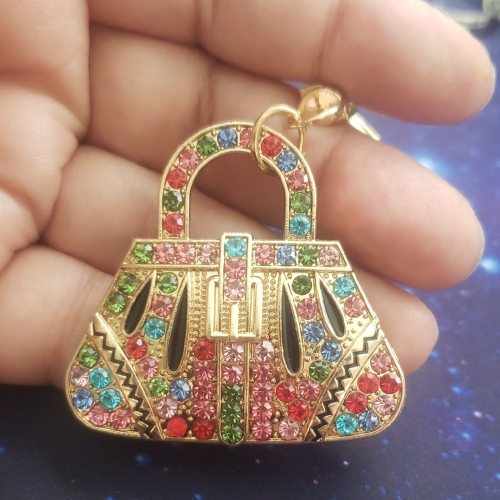 Beautiful Multi-color Rhinestone Purse Keychain
